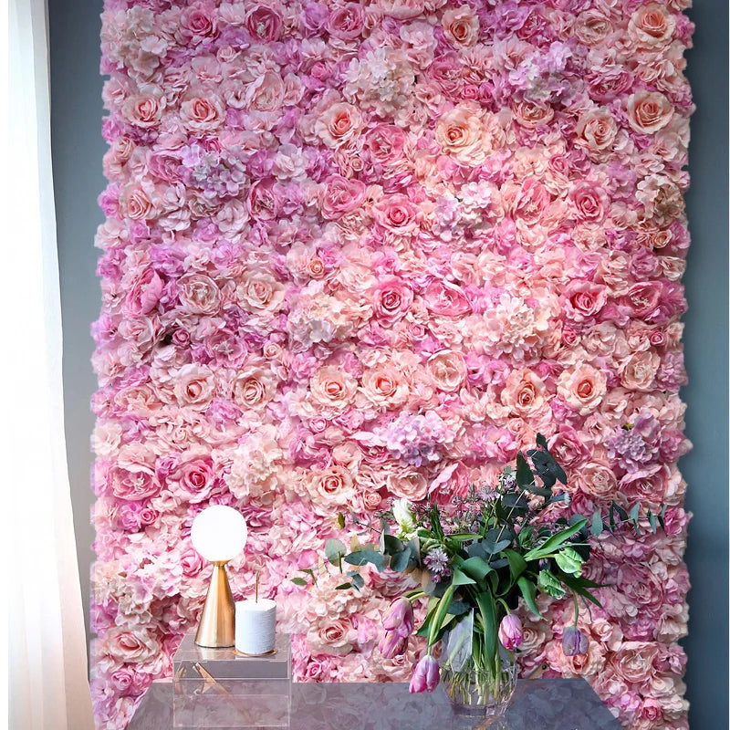 Romantic Silk Rose Flower Wall Panel