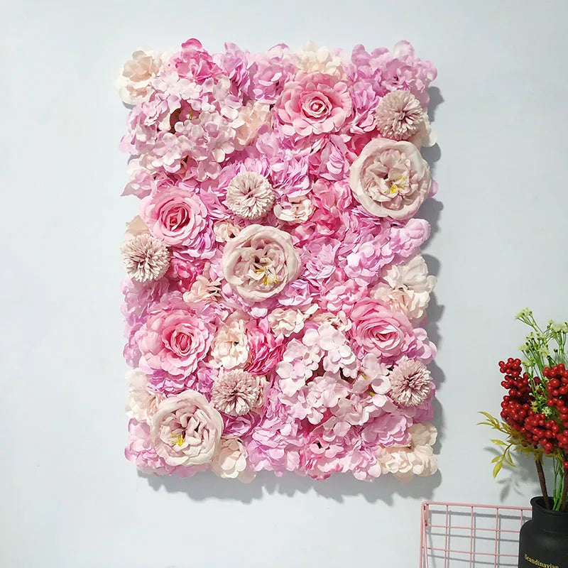 Romantic Silk Rose Flower Wall Panel