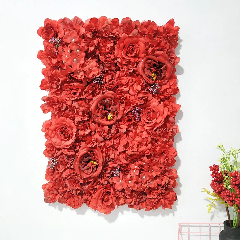 Romantic Silk Rose Flower Wall Panel