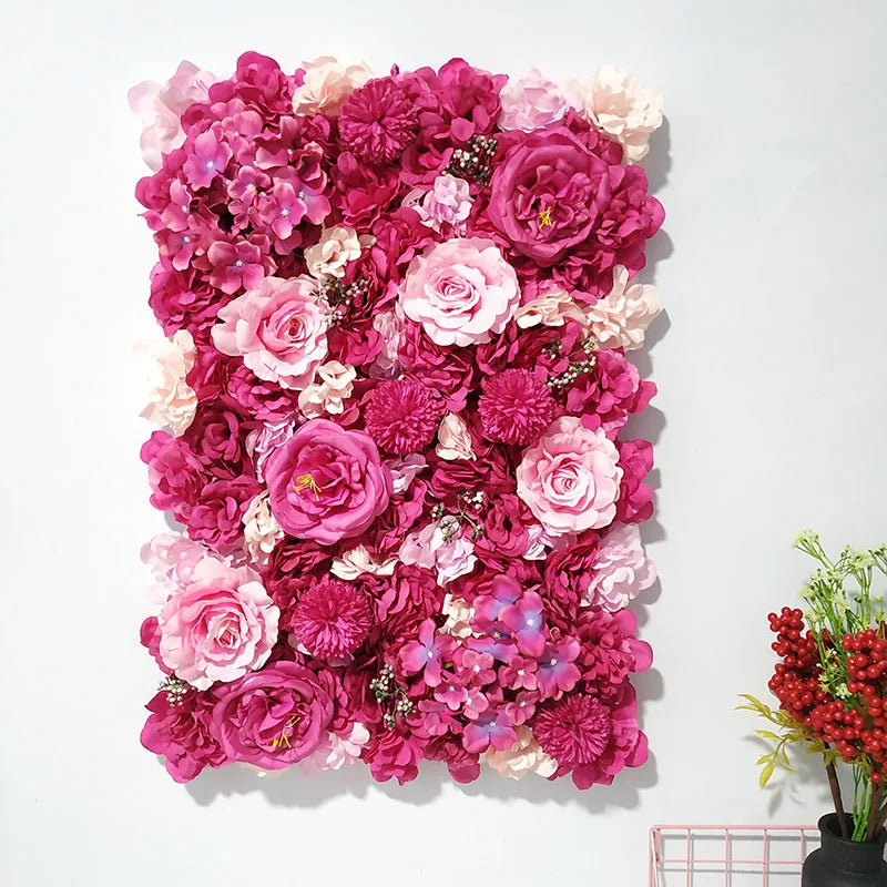 Romantic Silk Rose Flower Wall Panel