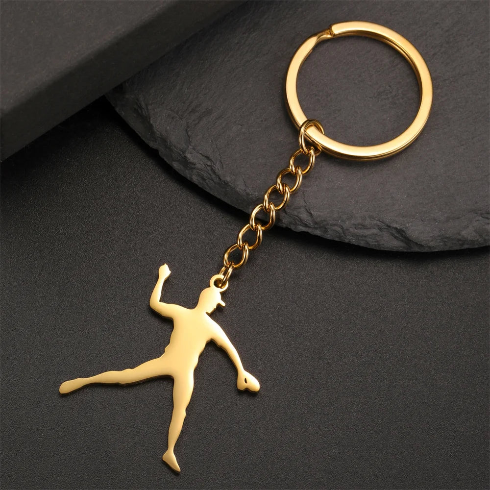 Martial Arts High Kick Stainless Steel Keychain