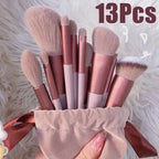13-Piece Soft Makeup Brush Set with Beauty Bag