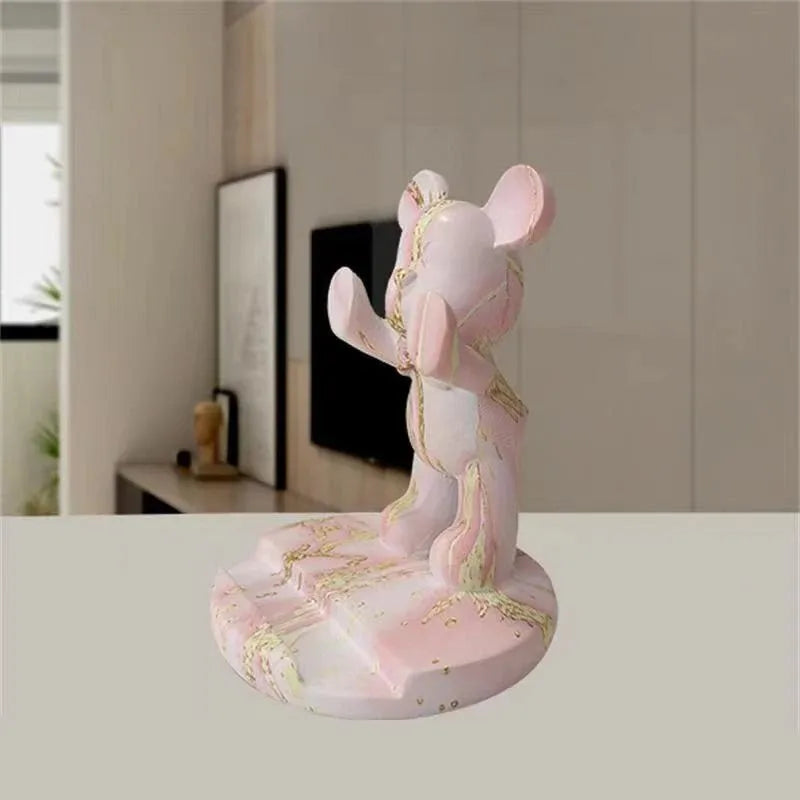 Bulldog Phone Holder Desk Decor Statue