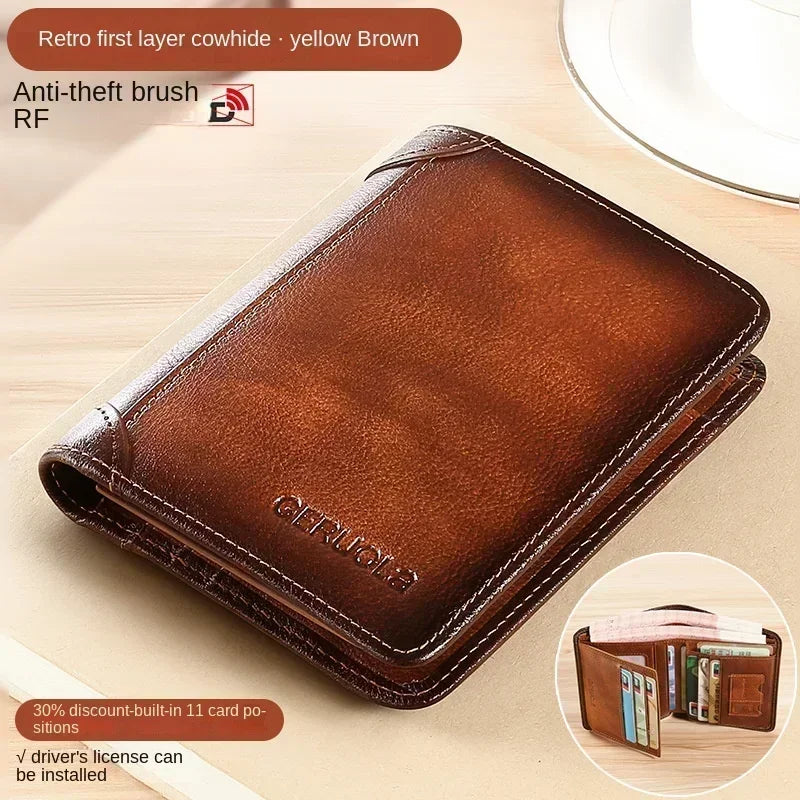 Vintage Genuine Leather Trifold Wallet