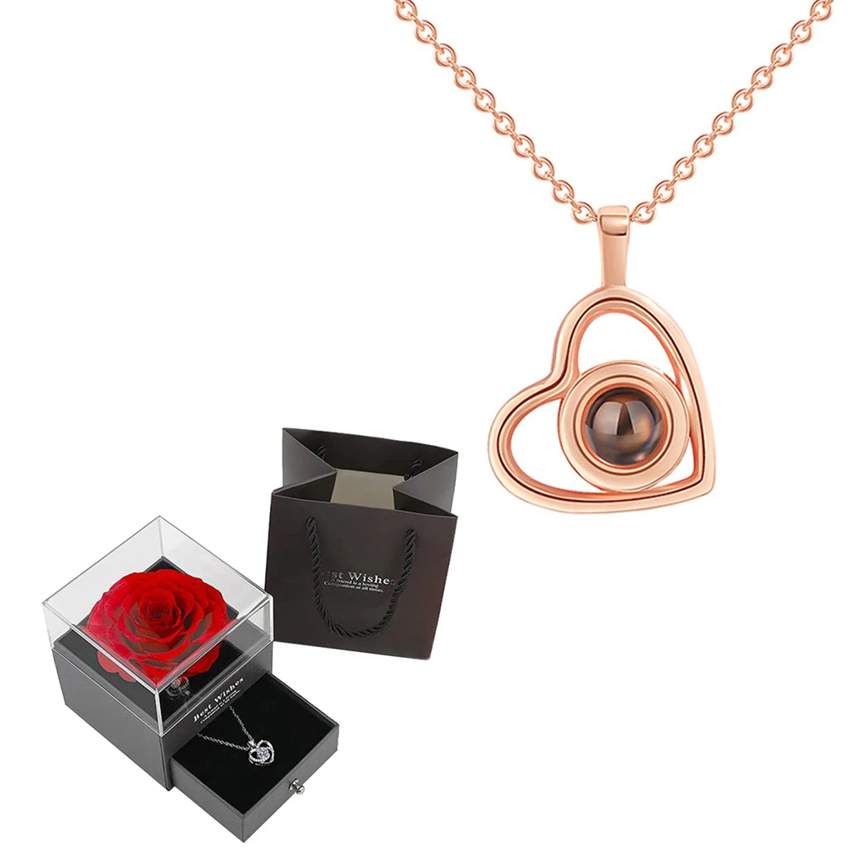"I Love You" Projection Necklace Gift Set