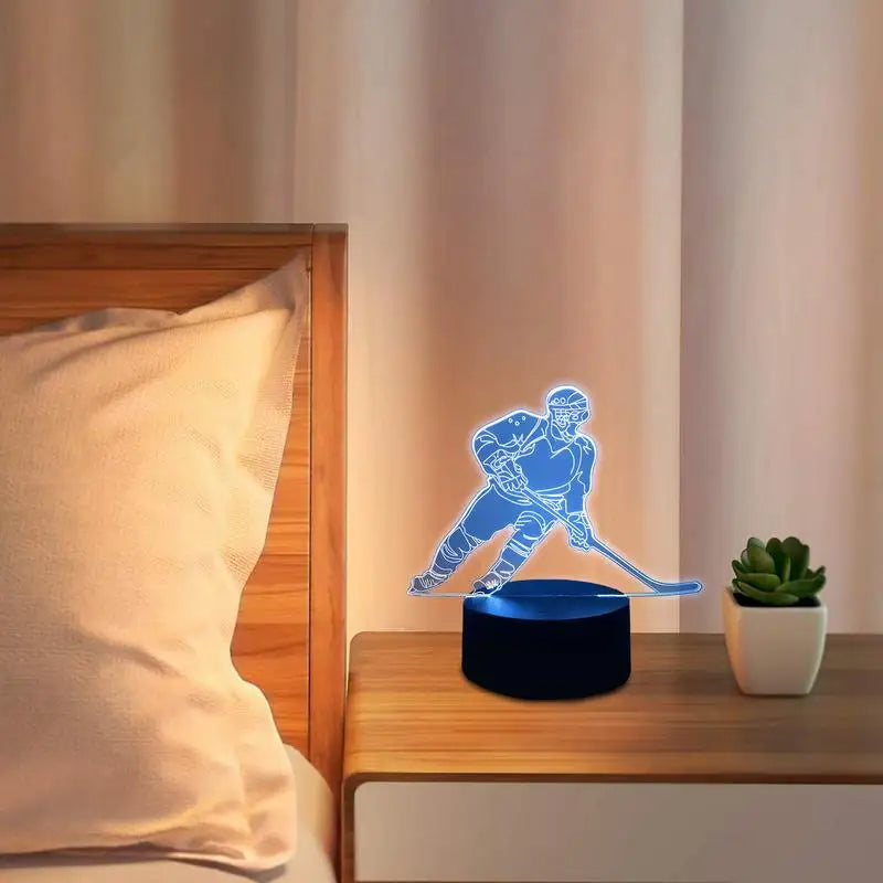 3D Ice Hockey Player LED Night Light