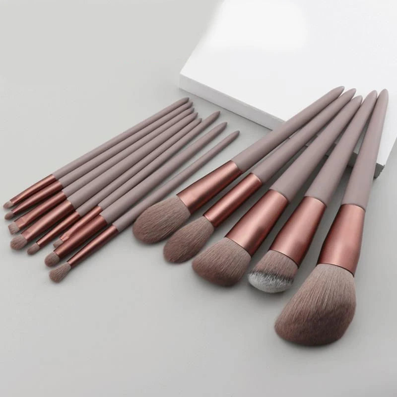 13-Piece Soft Makeup Brush Set with Beauty Bag