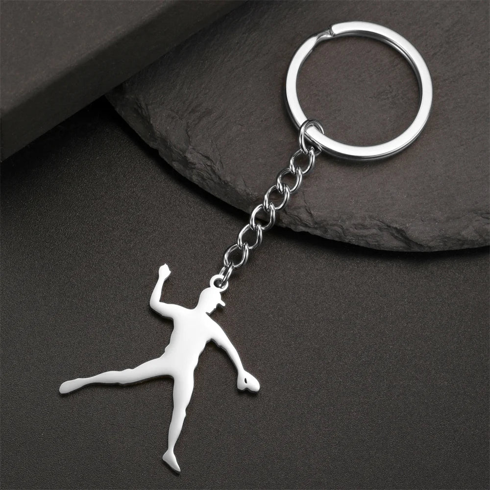 Martial Arts High Kick Stainless Steel Keychain