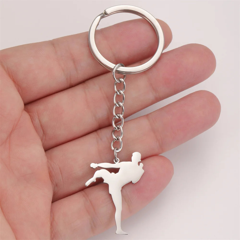 Martial Arts High Kick Stainless Steel Keychain