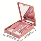 5Pc Makeup Brush Set with Travel Mirror