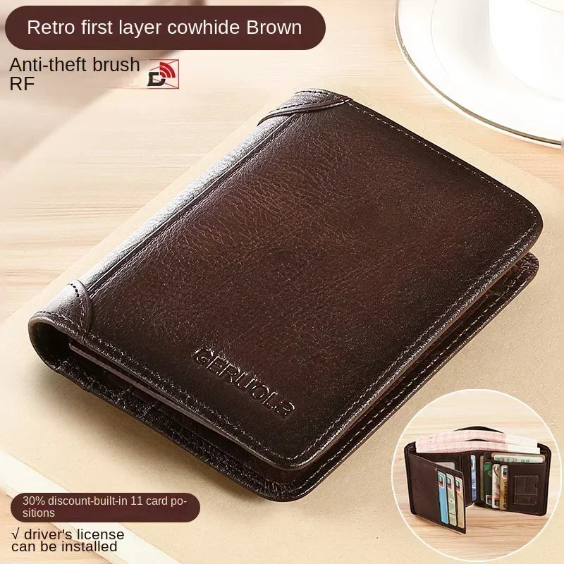 Vintage Genuine Leather Trifold Wallet