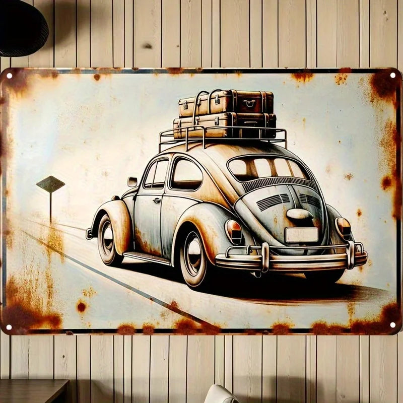 Vintage Car Metal Wall Art Sign