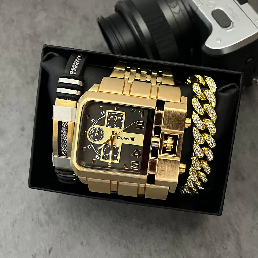 Luxury Men's Watch & Bracelet Gift Set