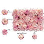 Romantic Silk Rose Flower Wall Panel