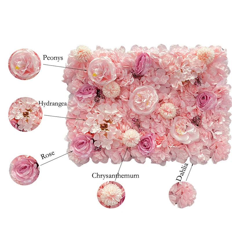 Romantic Silk Rose Flower Wall Panel