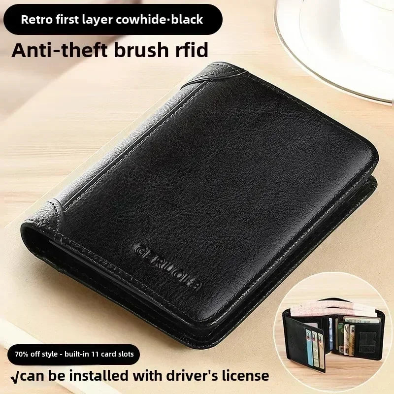 Vintage Genuine Leather Trifold Wallet