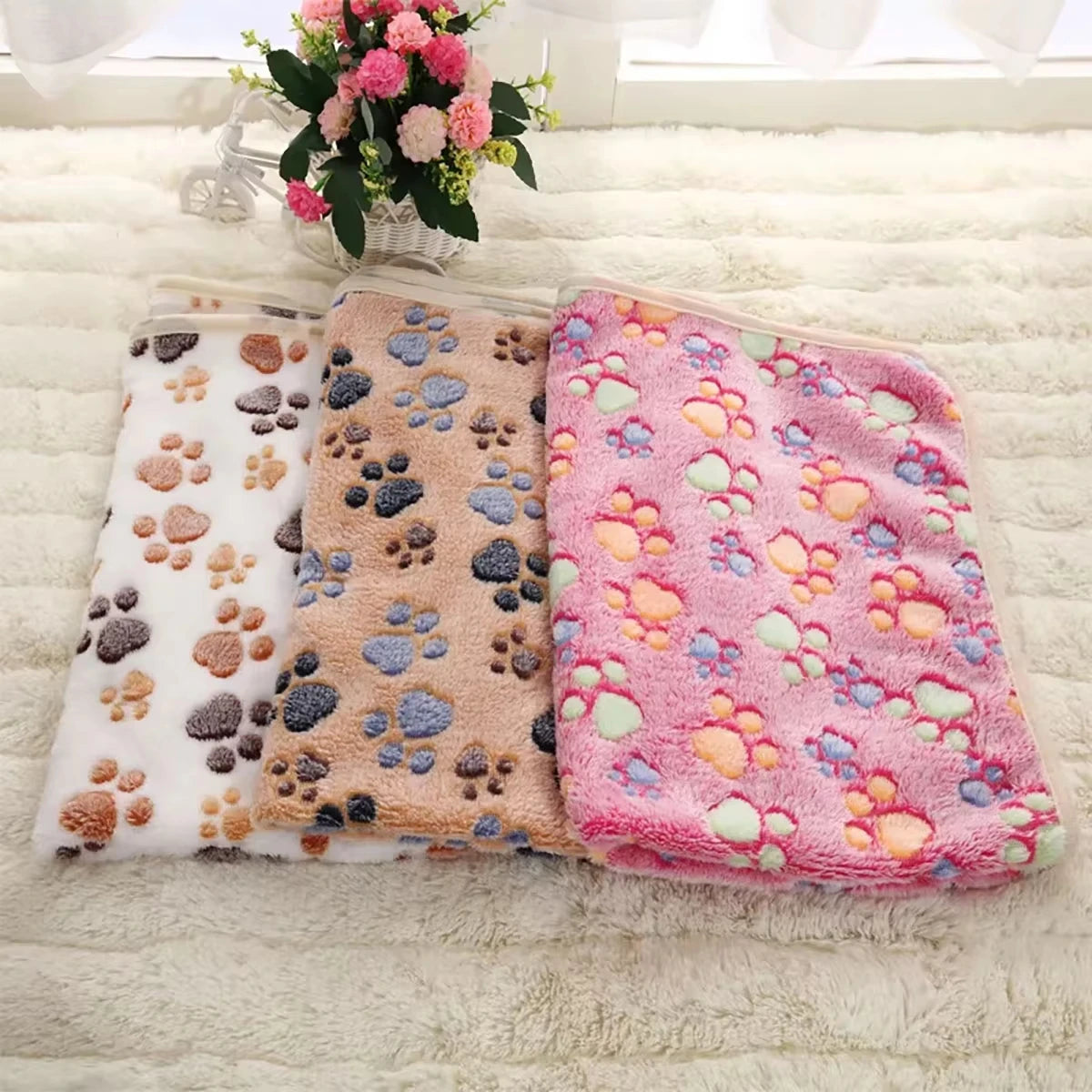 Cozy Paw Print Pet Blanket