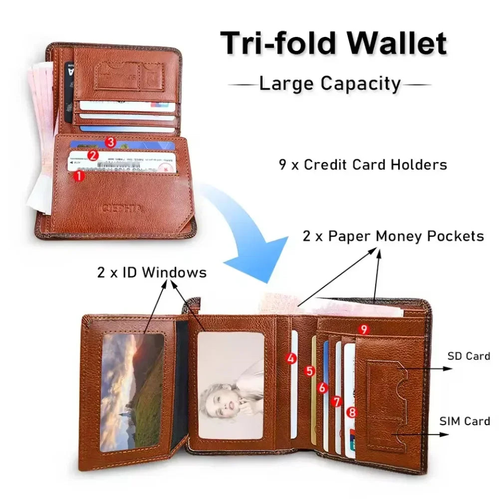 Vintage Genuine Leather Trifold Wallet