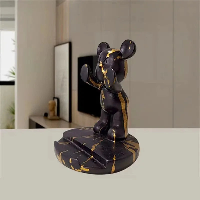 Bulldog Phone Holder Desk Decor Statue