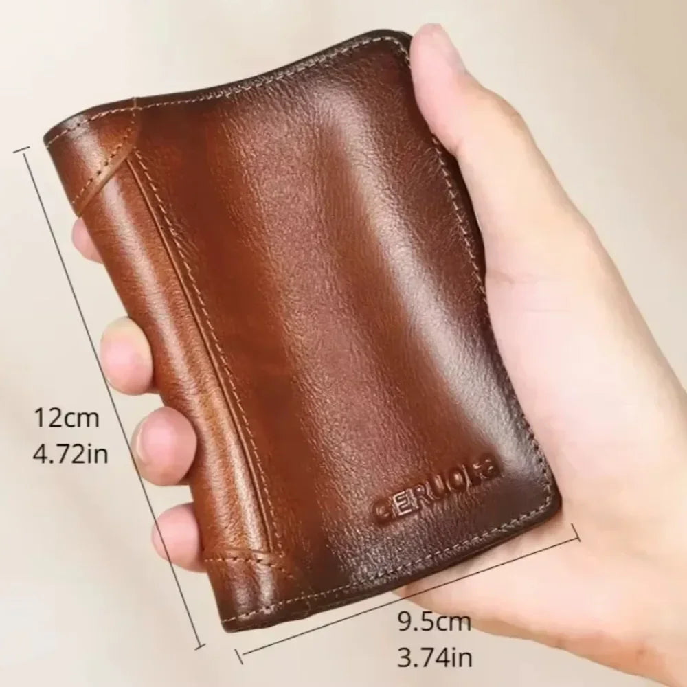 Vintage Genuine Leather Trifold Wallet