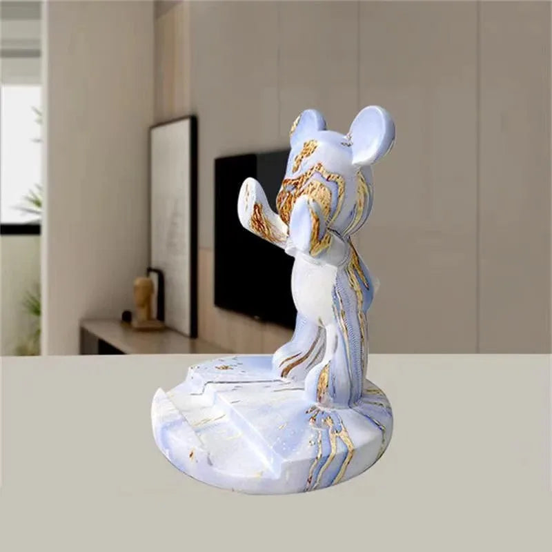 Bulldog Phone Holder Desk Decor Statue