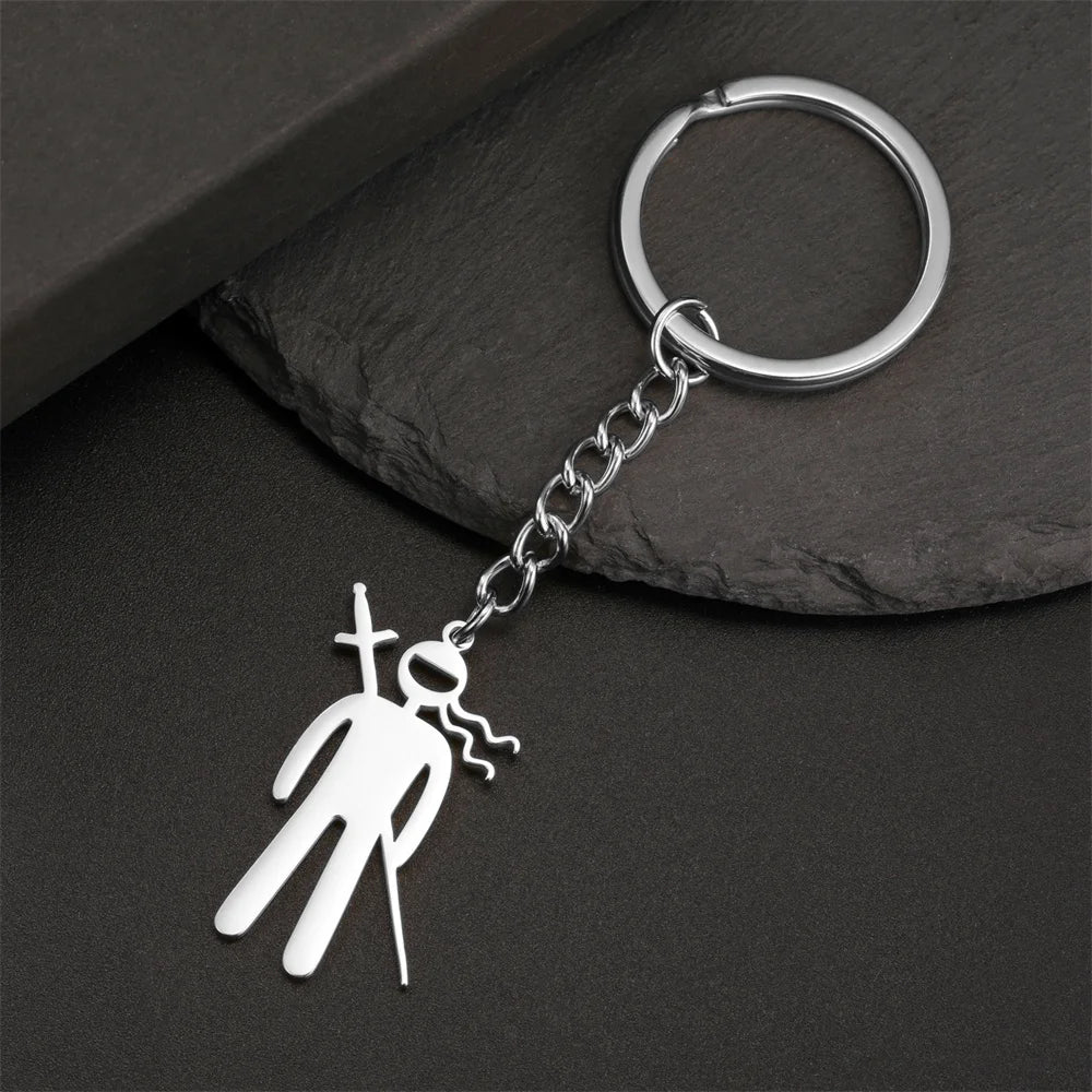 Martial Arts High Kick Stainless Steel Keychain