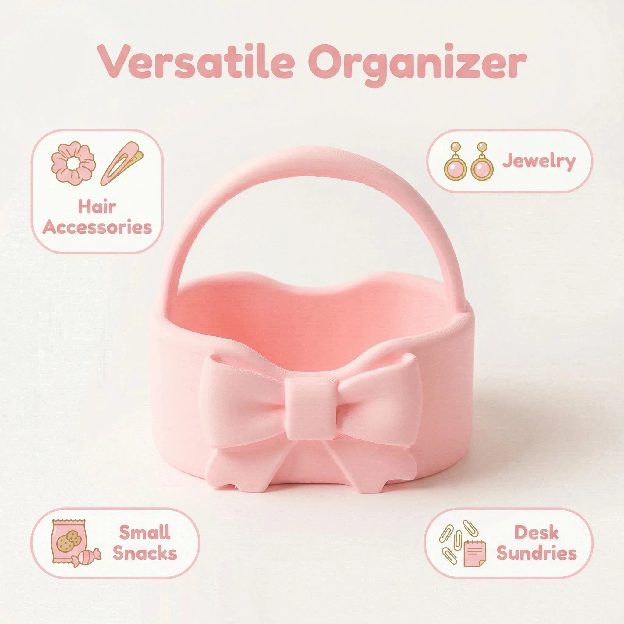 Cute Bow Storage Basket Organizer