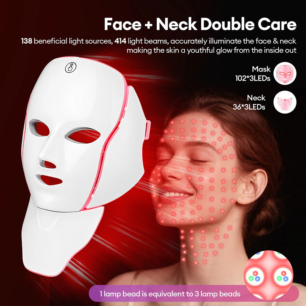 7-Color LED Photon Therapy Face & Neck Mask
