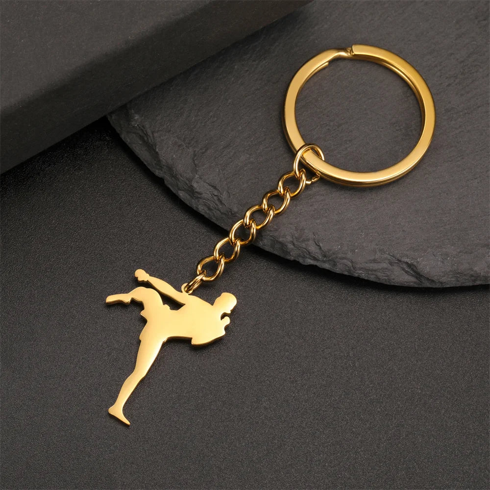 Martial Arts High Kick Stainless Steel Keychain