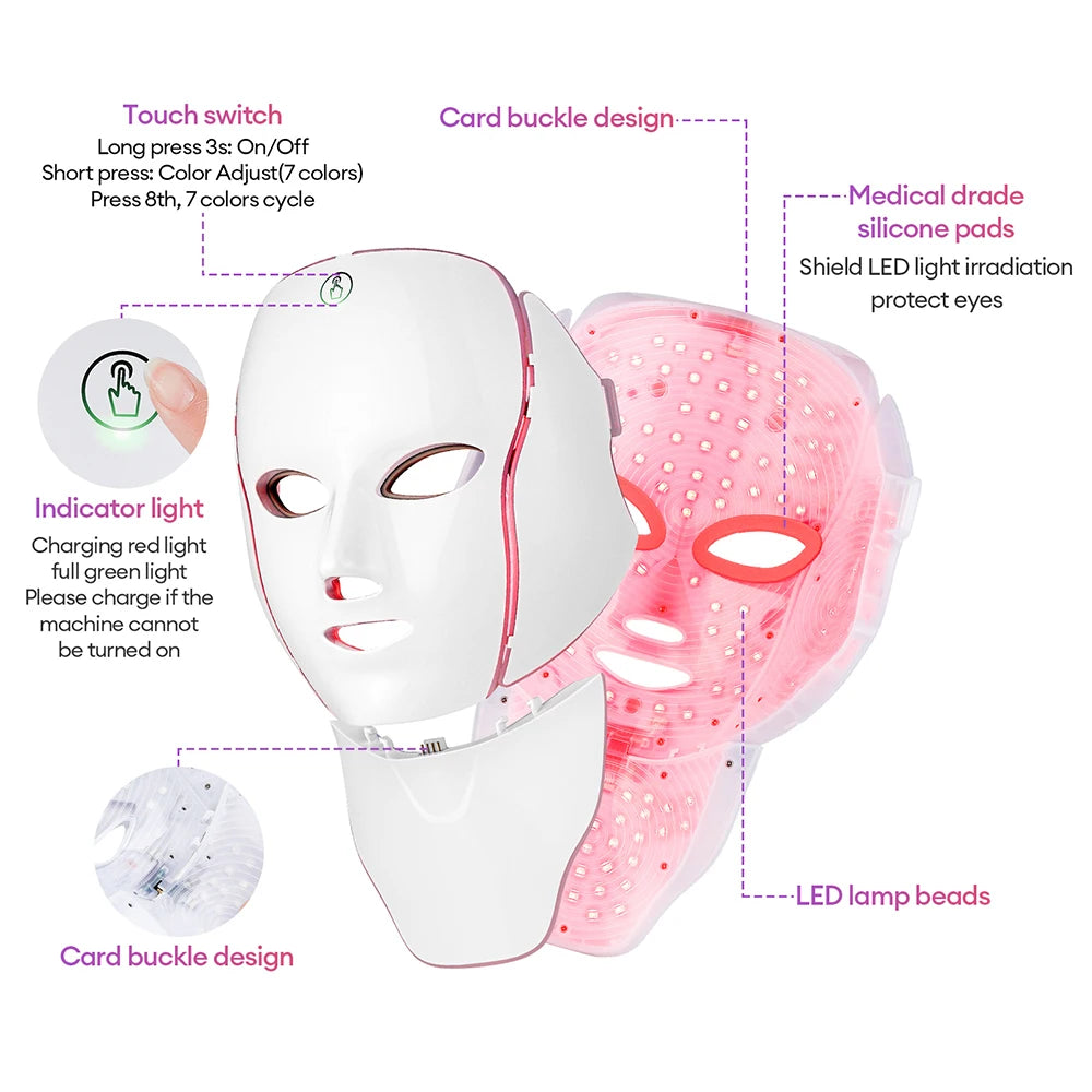 7-Color LED Photon Therapy Face & Neck Mask