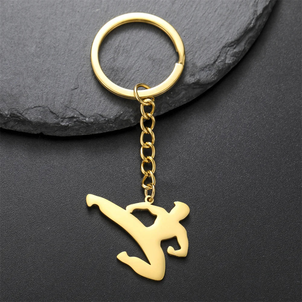 Martial Arts High Kick Stainless Steel Keychain