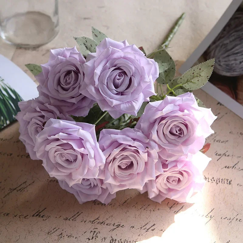 9 Heads Artificial Rose Bouquet
