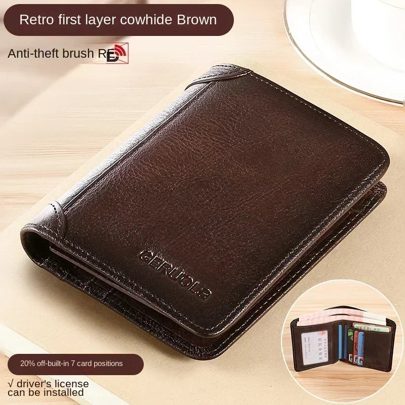 Vintage Genuine Leather Trifold Wallet