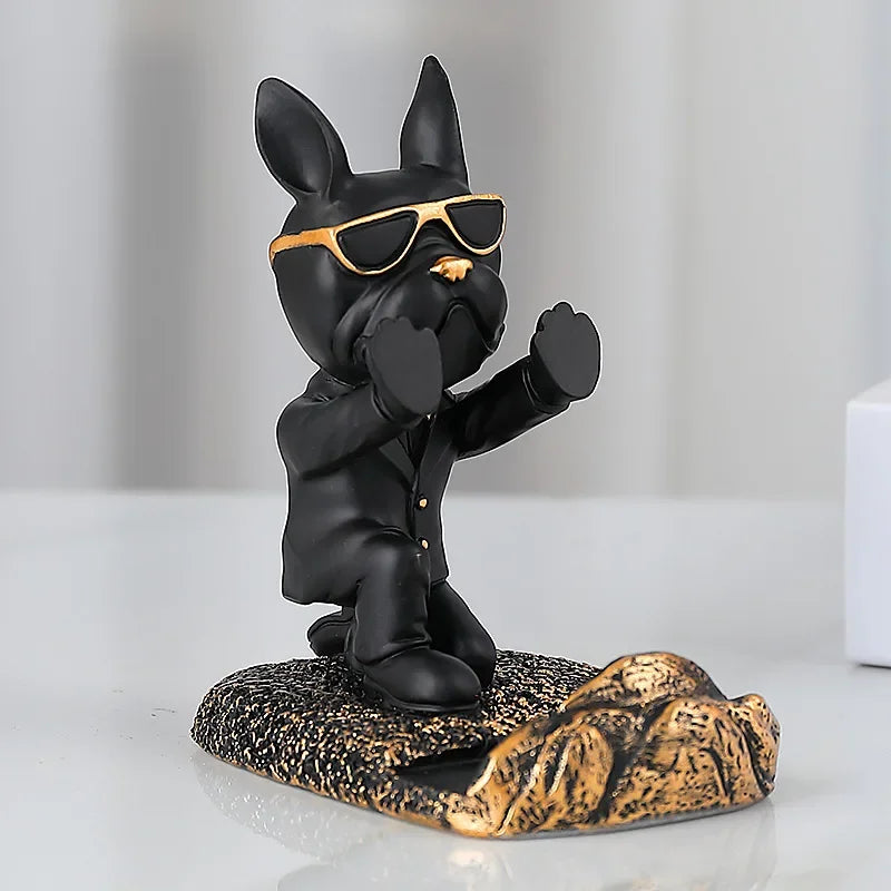 Bulldog Phone Holder Desk Decor Statue