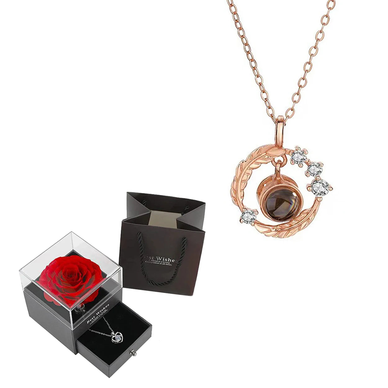 "I Love You" Projection Necklace Gift Set
