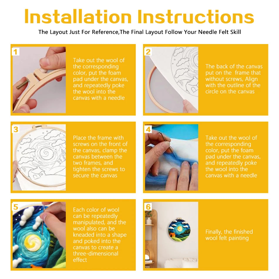 DIY Animal Wool Felting Painting Kit