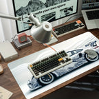White Sports Car Gaming Mouse Pad