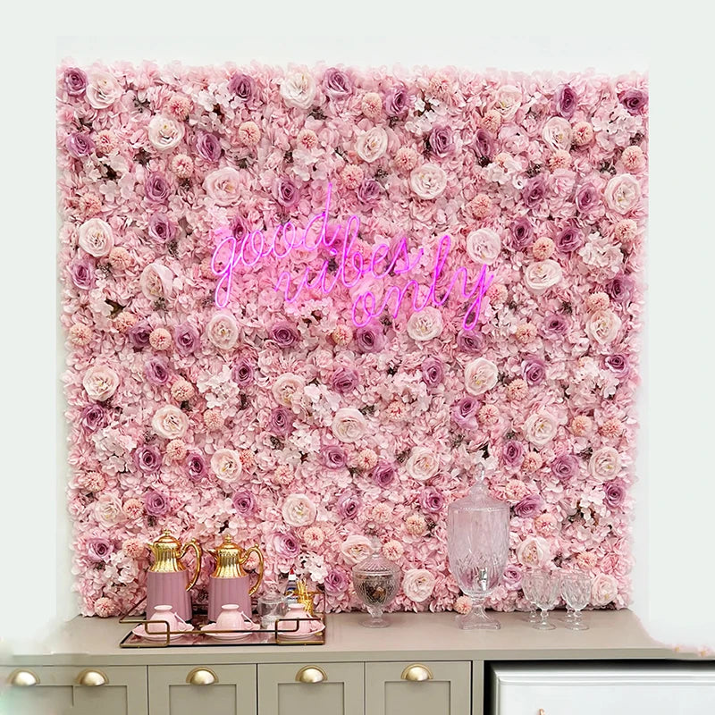 Romantic Silk Rose Flower Wall Panel