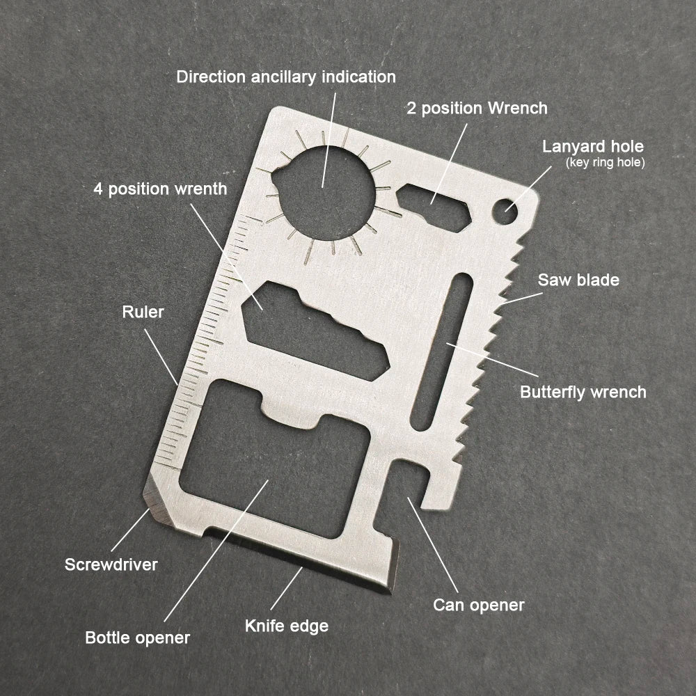 11-in-1 Multi-Function Pocket Survival Tool Card