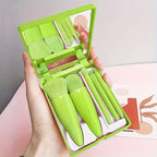 5Pc Makeup Brush Set with Travel Mirror