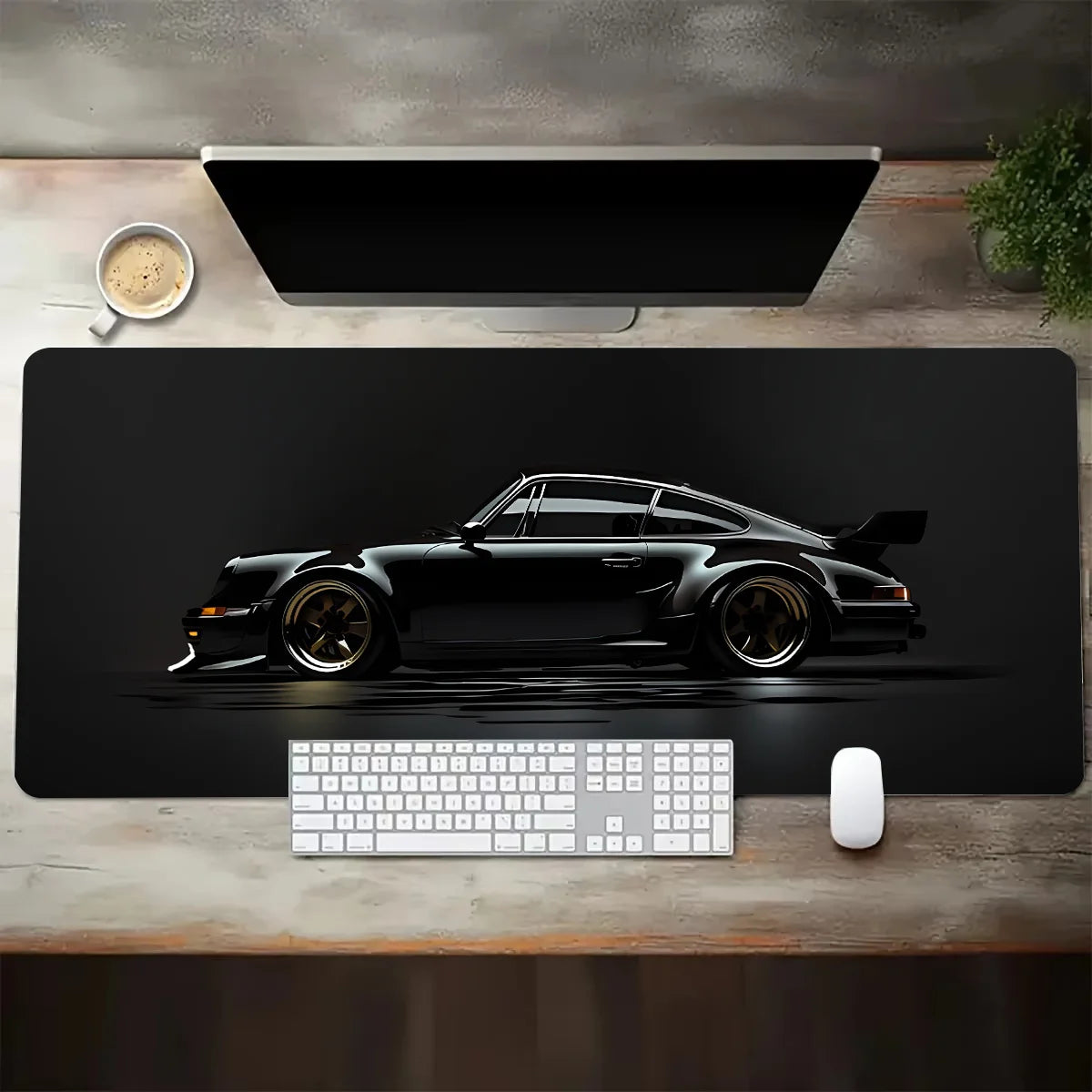White Sports Car Gaming Mouse Pad