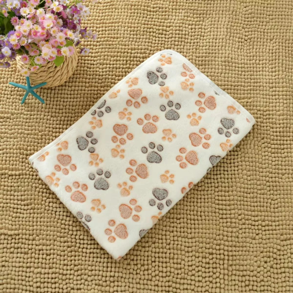 Cozy Paw Print Pet Blanket