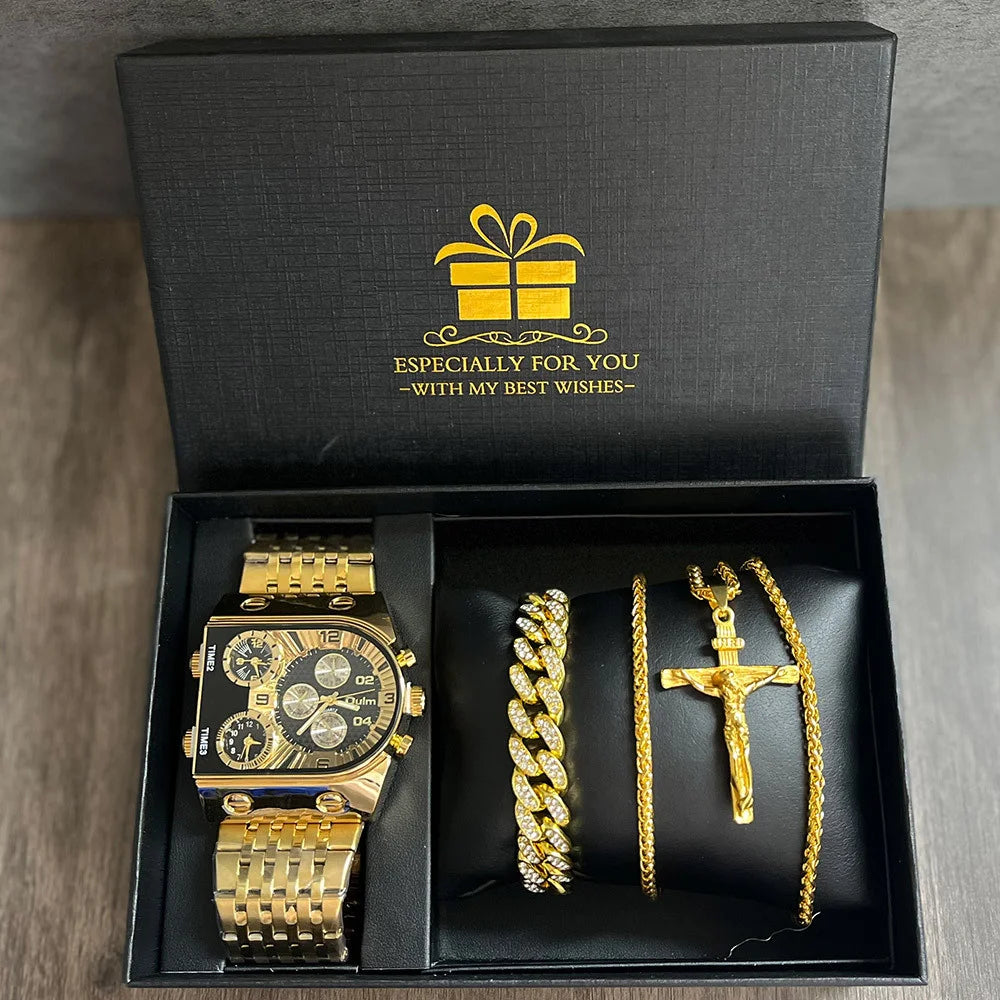 Luxury Men's Watch & Bracelet Gift Set