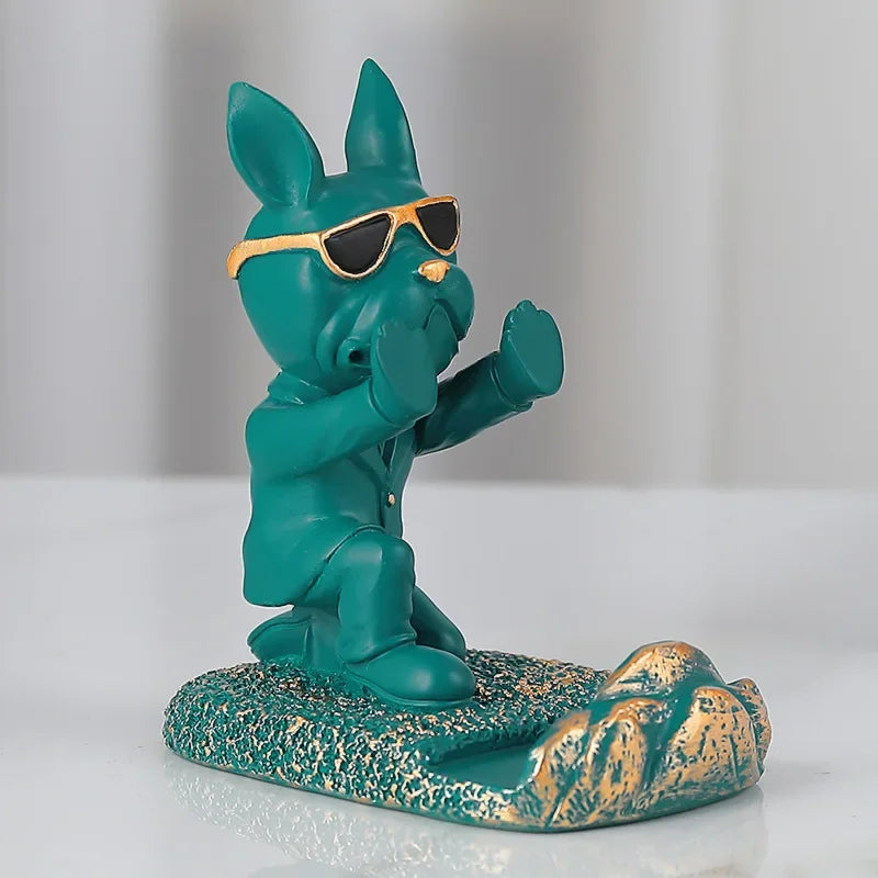 Bulldog Phone Holder Desk Decor Statue