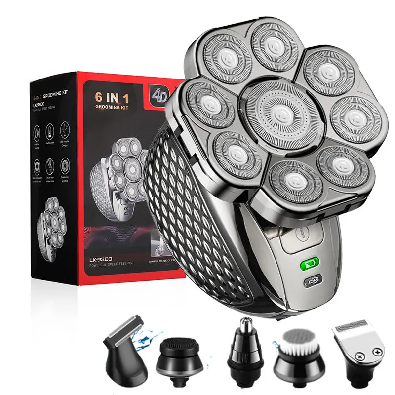 6-in-1 Electric Head Shaver & Grooming Kit