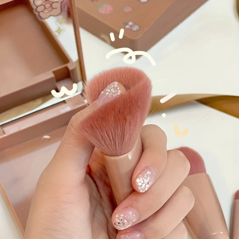 5Pc Makeup Brush Set with Travel Mirror