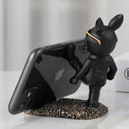 Bulldog Phone Holder Desk Decor Statue