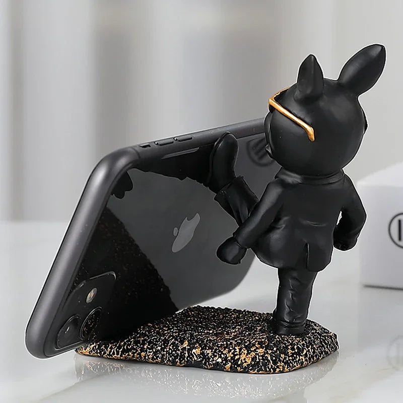 Bulldog Phone Holder Desk Decor Statue