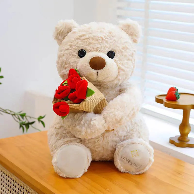 Romantic Rose Teddy Bear Plush Gift