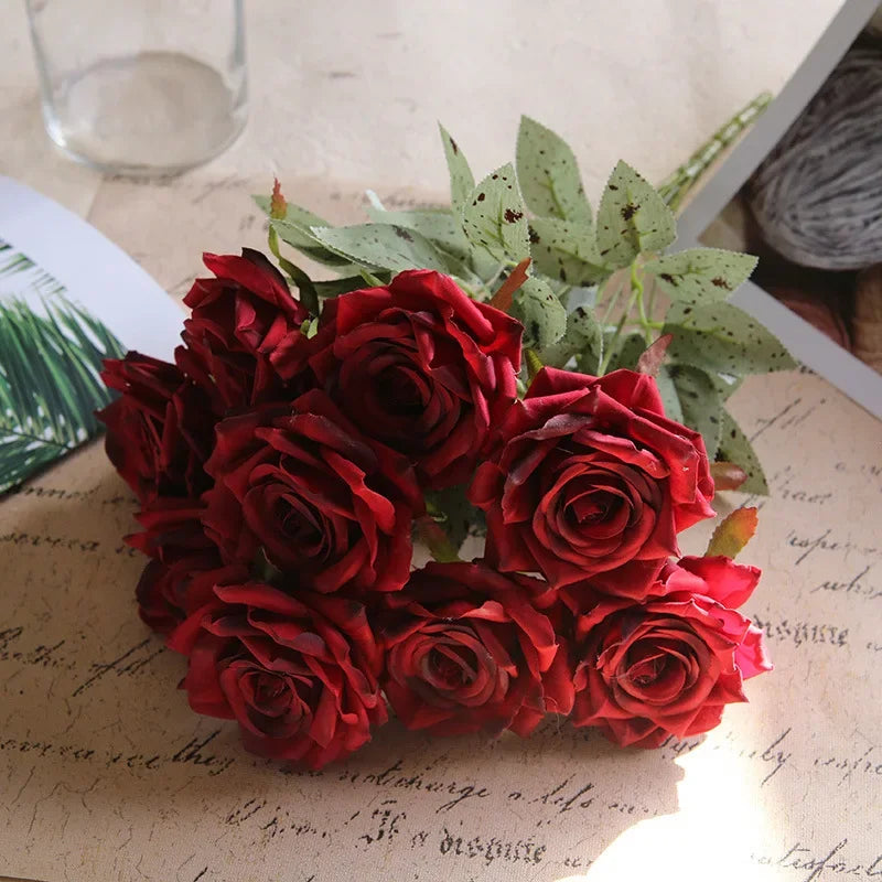 9 Heads Artificial Rose Bouquet
